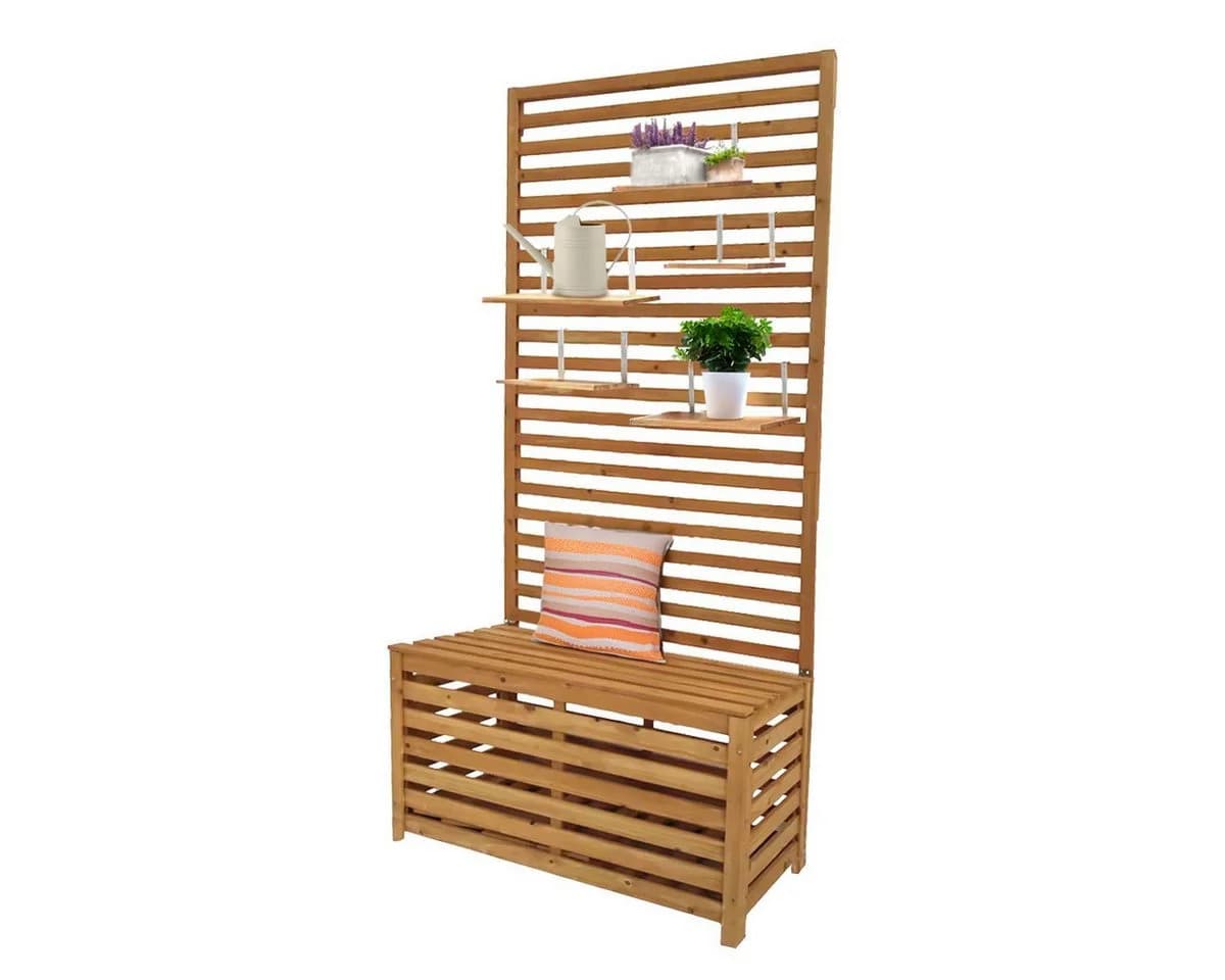 Divit Gartentruhe mit Regalen GR1 Gartenbank Pflanzregal