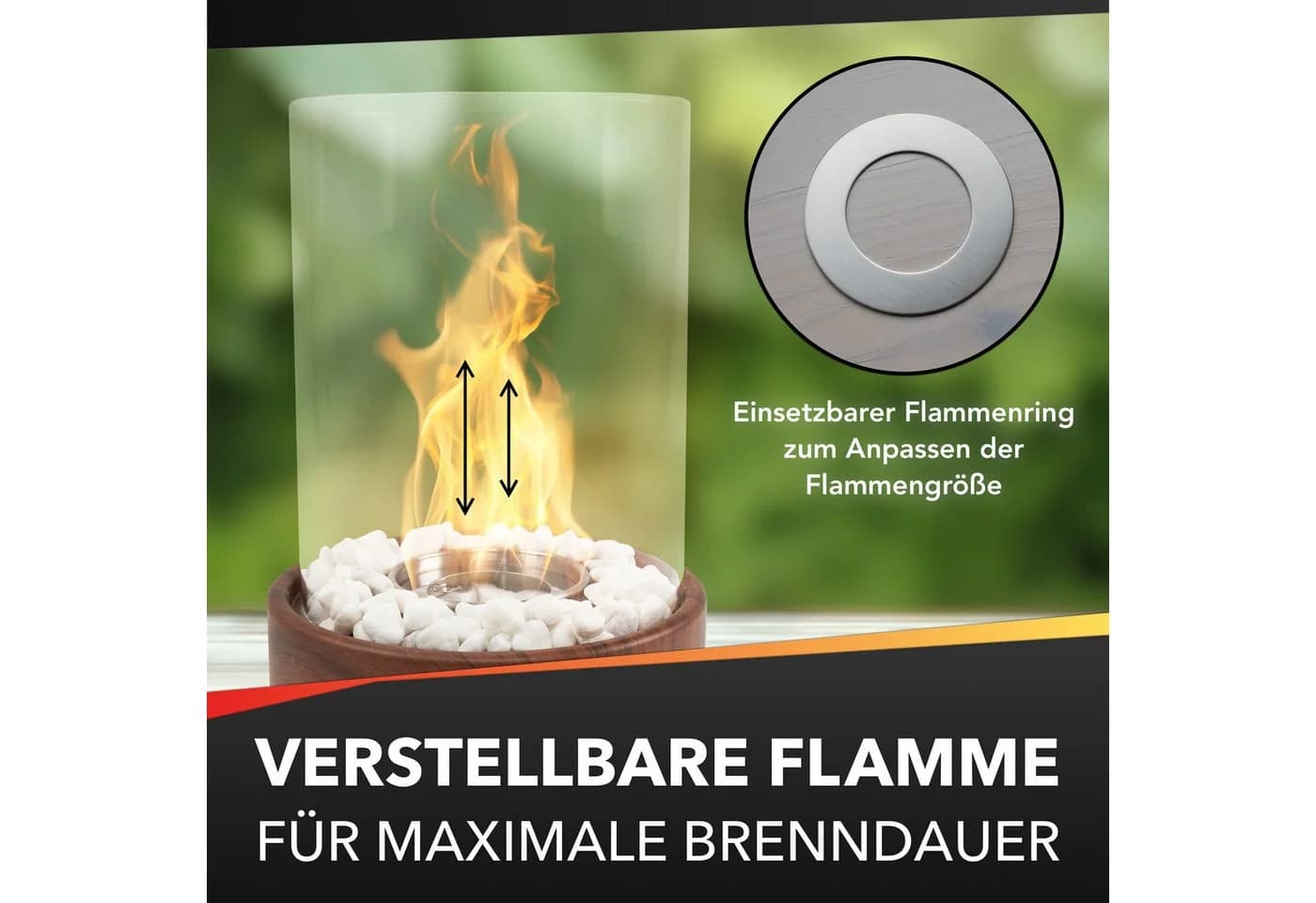 Flammenfuchs Tischfeuer Bio-Ethanol Holzoptik Braun mit Ersatzbrenner - Bild 4