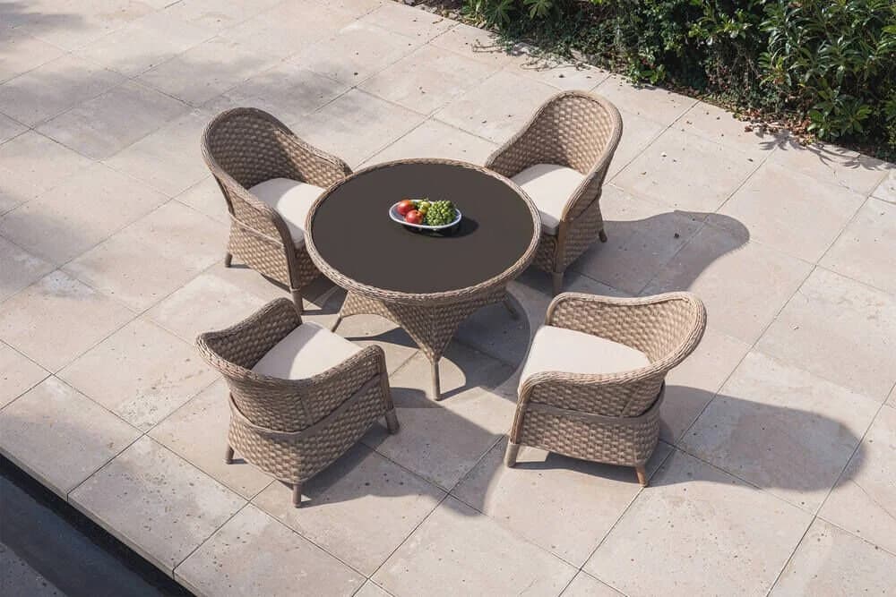 Villana Valento Garten-Essgruppe 5-tlg. Schwarz/Natur Polyrattan