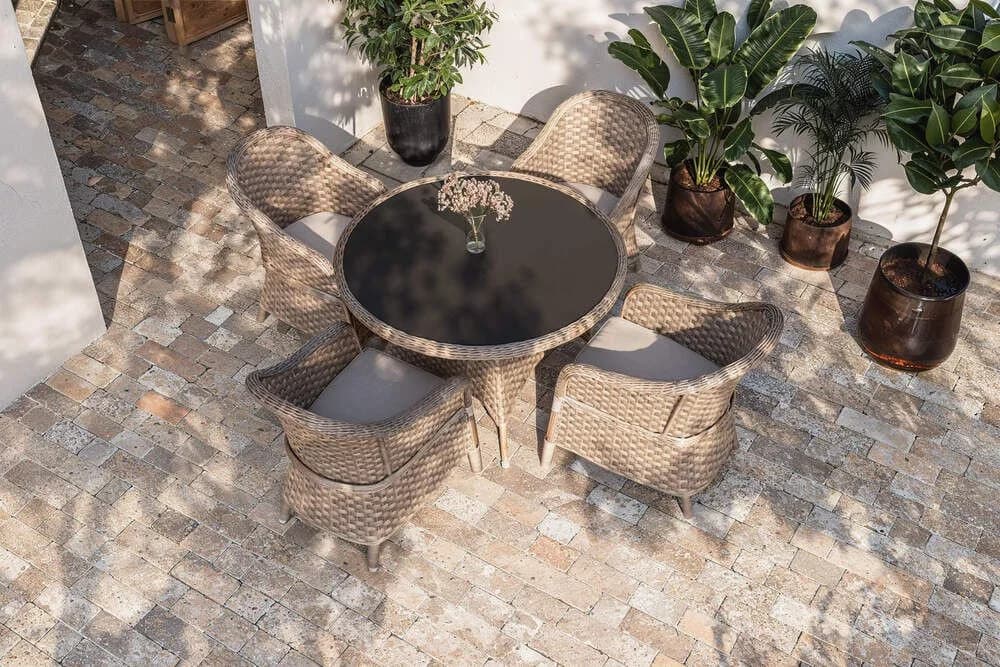 Villana Valento Garten-Essgruppe 5-tlg. Schwarz/Natur Polyrattan - Bild 2