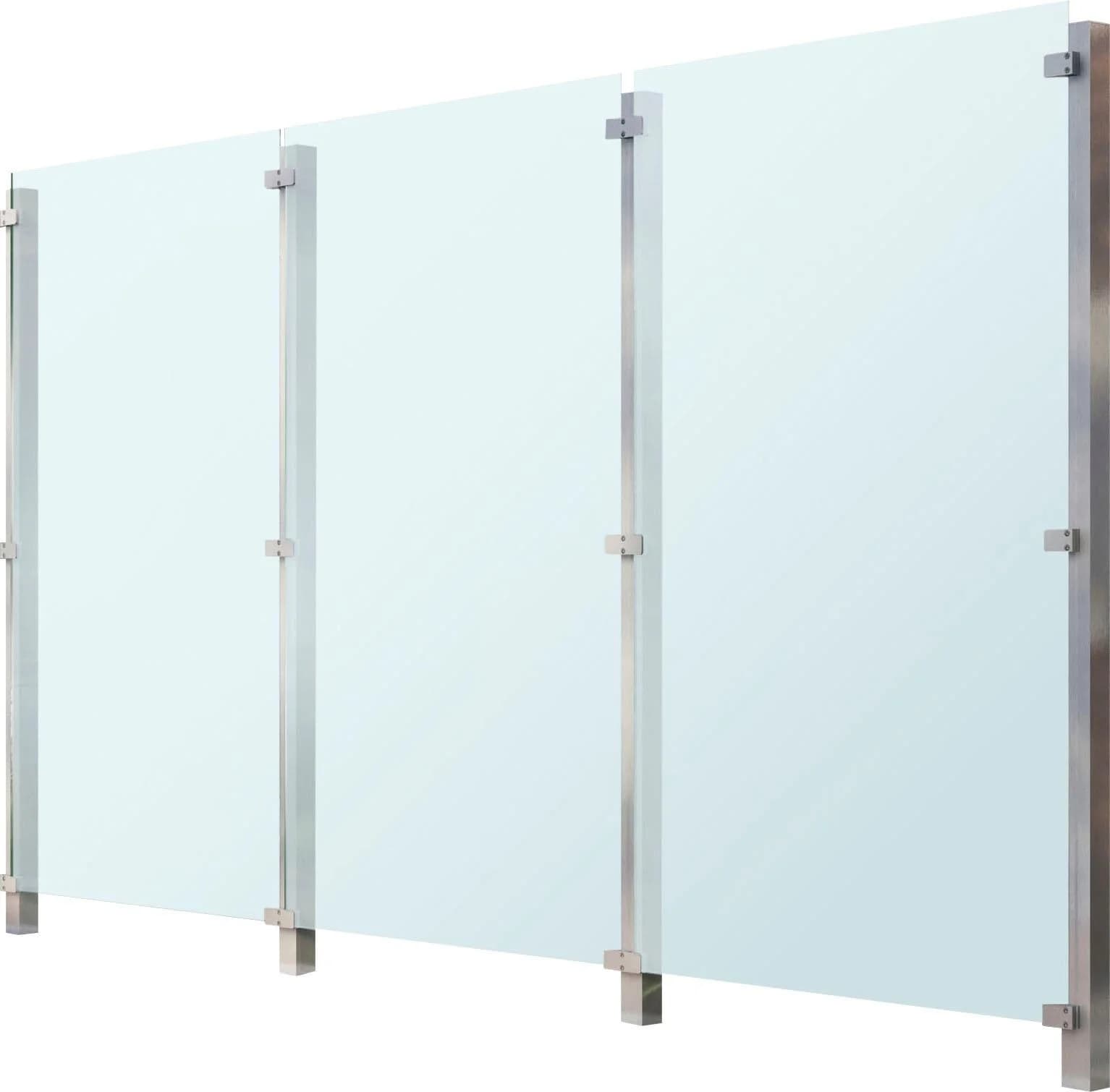 Zaun STAKET PRO Silber Glaszaun 3,32 m 4 Pfosten