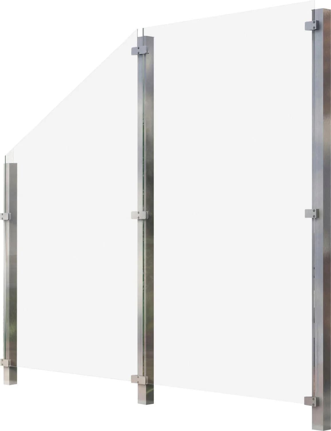 Zaun STAKET PRO Silber Glaszaun 2,265m 3 Pfosten