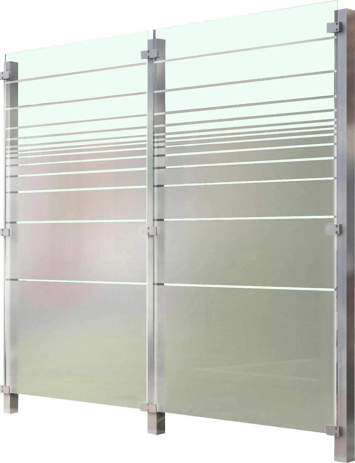 Zaun STAKET PRO Silberfarben Edelstahl Glaszaun 2,27 m
