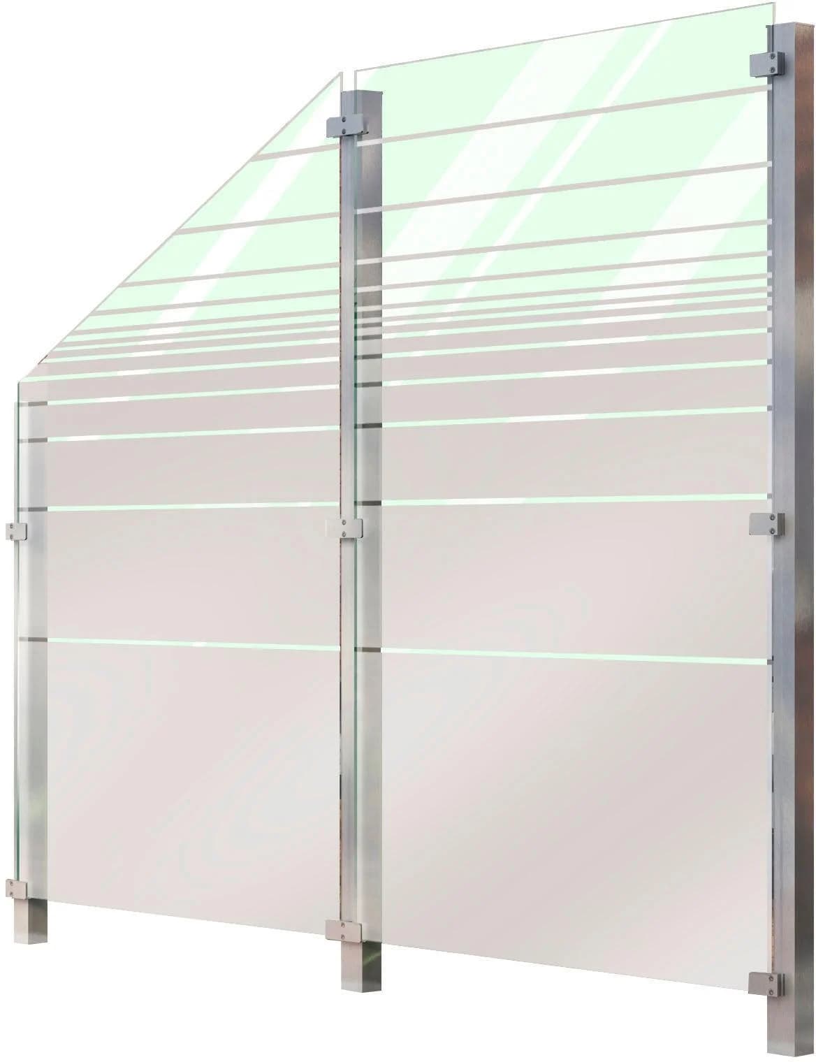 Zaun STAKET PRO Silber Edelstahl Glas Zaun
