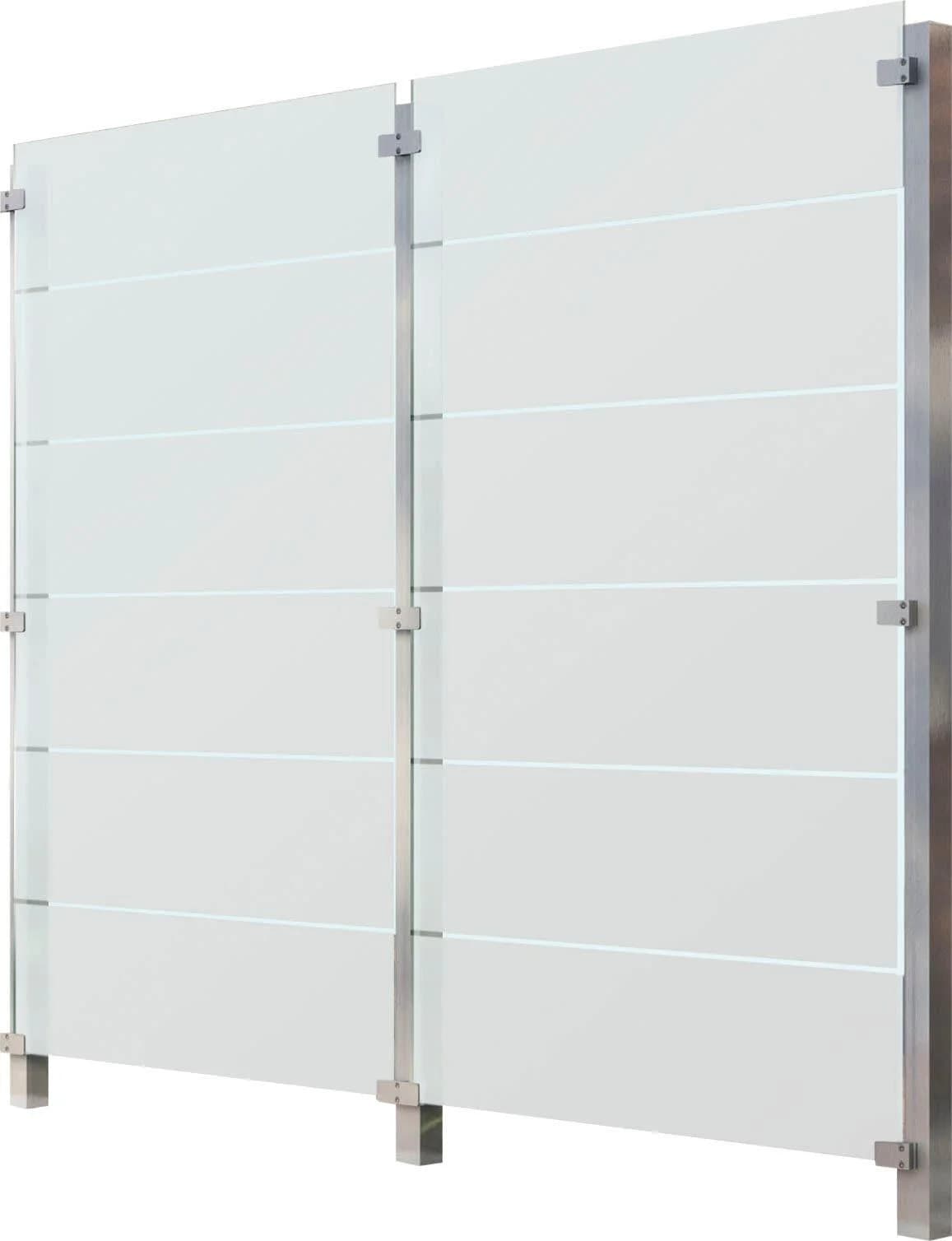 Zaun STAKET PRO Silberfarben Edelstahl Glas Zaun