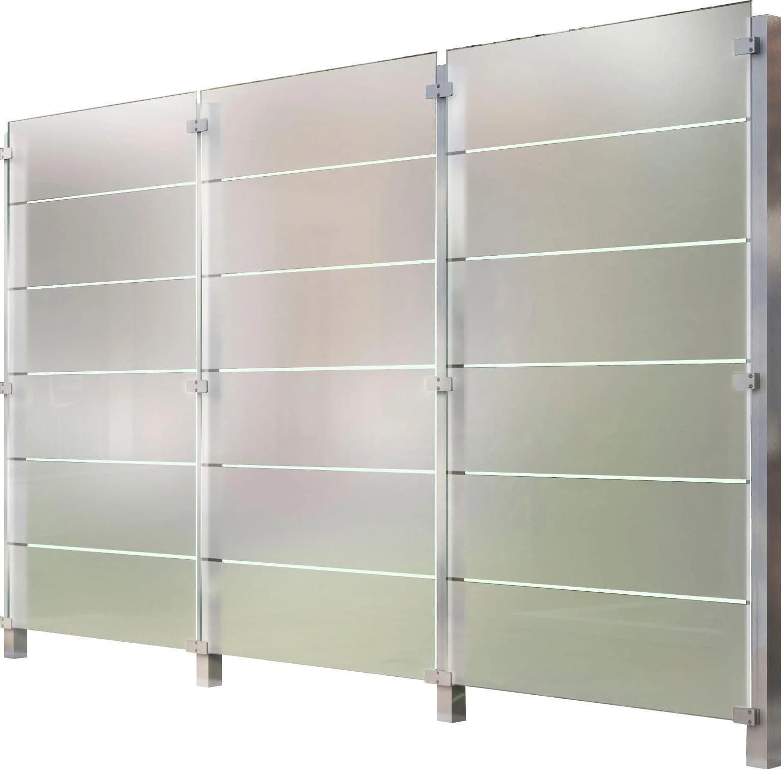 Zaun STAKET PRO Silber Glaszaun 3,32 m