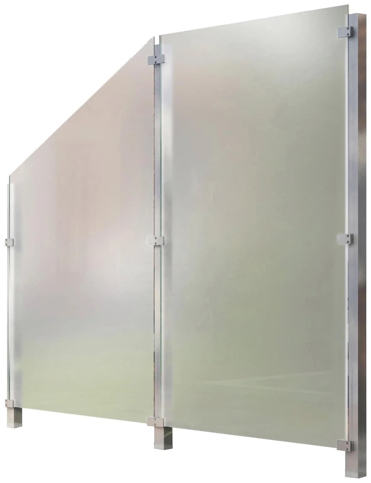 Zaun STAKET PRO Silberfarben Edelstahl Glas Zaun