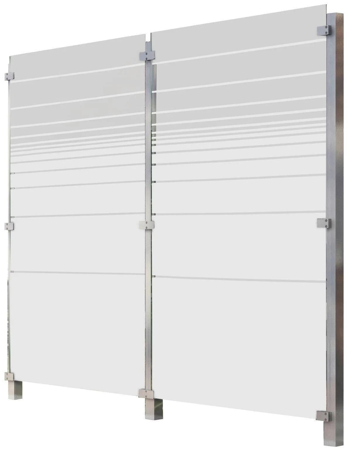 Zaun STAKET PRO Silberfarben Edelstahl Glas Zaun