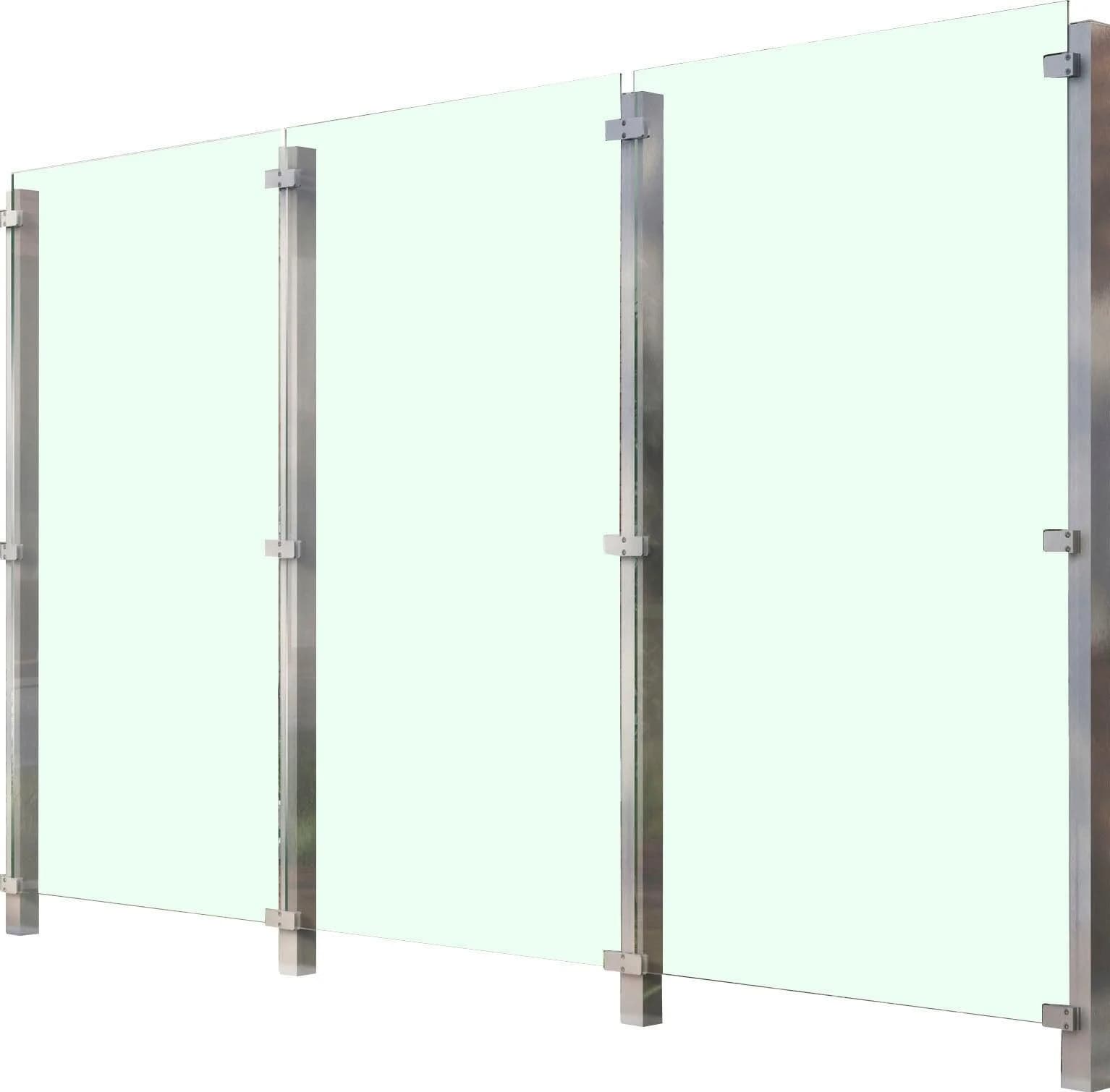 Zaun STAKET PRO Silberfarben Edelstahl Glas Zaun