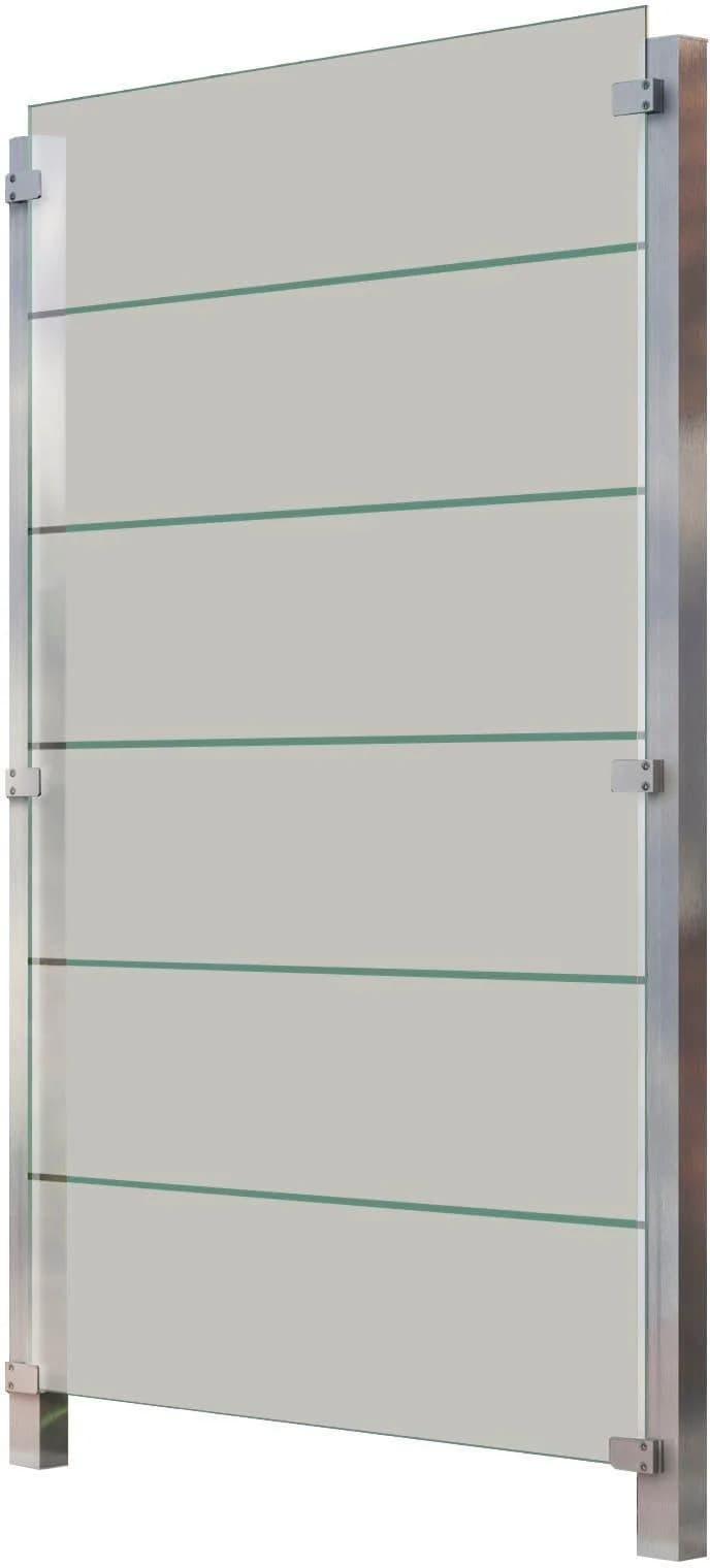 Zaun STAKET PRO Silber Glaszaun 1,12 m 2 Pfosten
