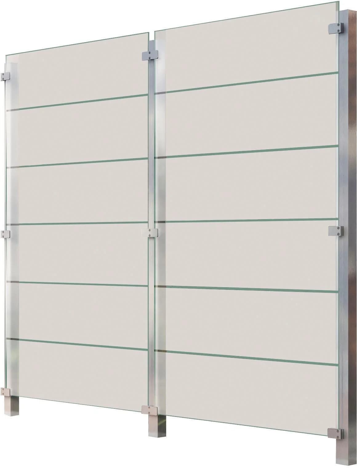 Zaun STAKET PRO Silberfarben Edelstahl Glas