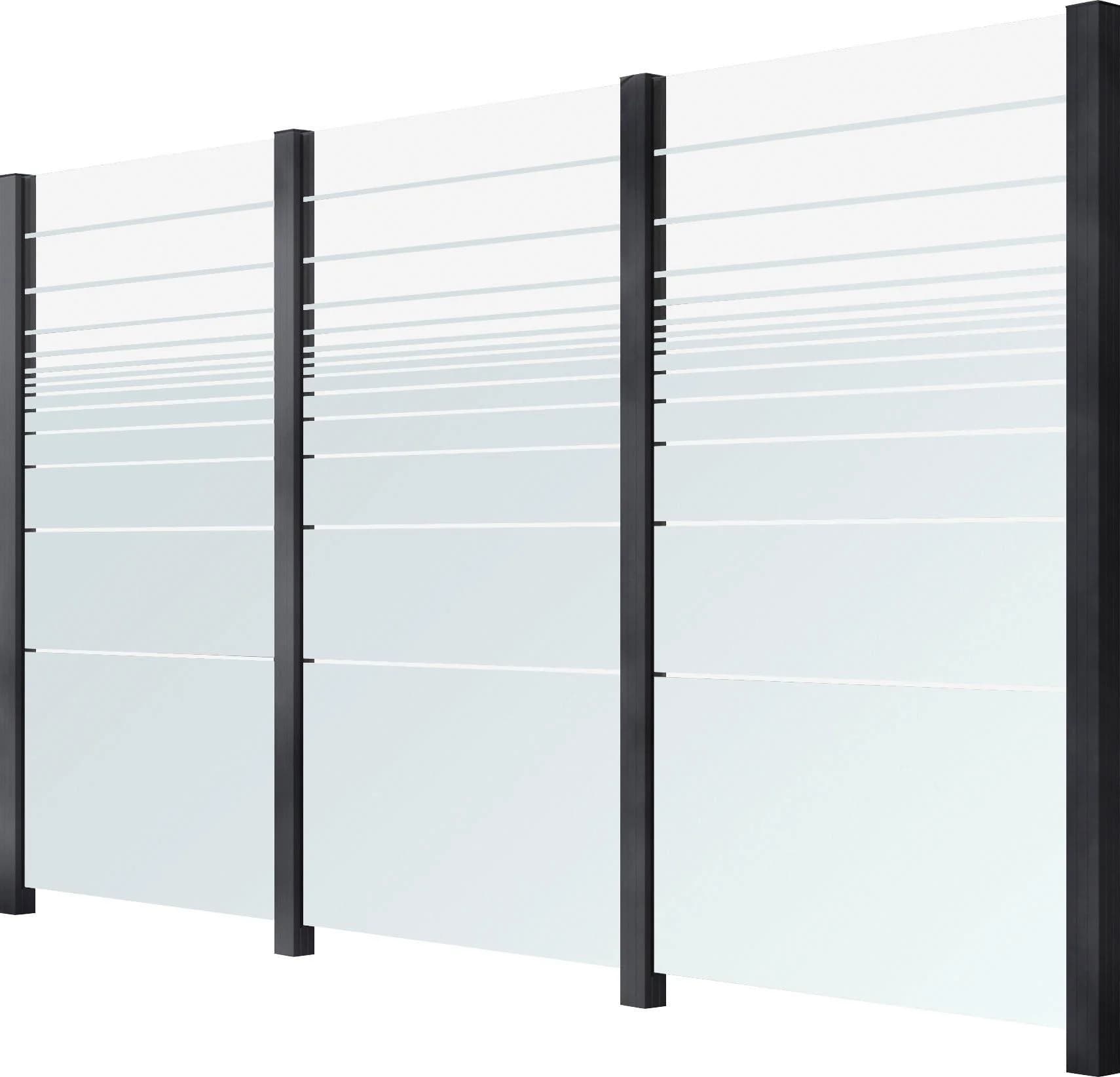Zaun STAKET PRO Anthrazit Glaszaun 3,36 m 4 Pfosten