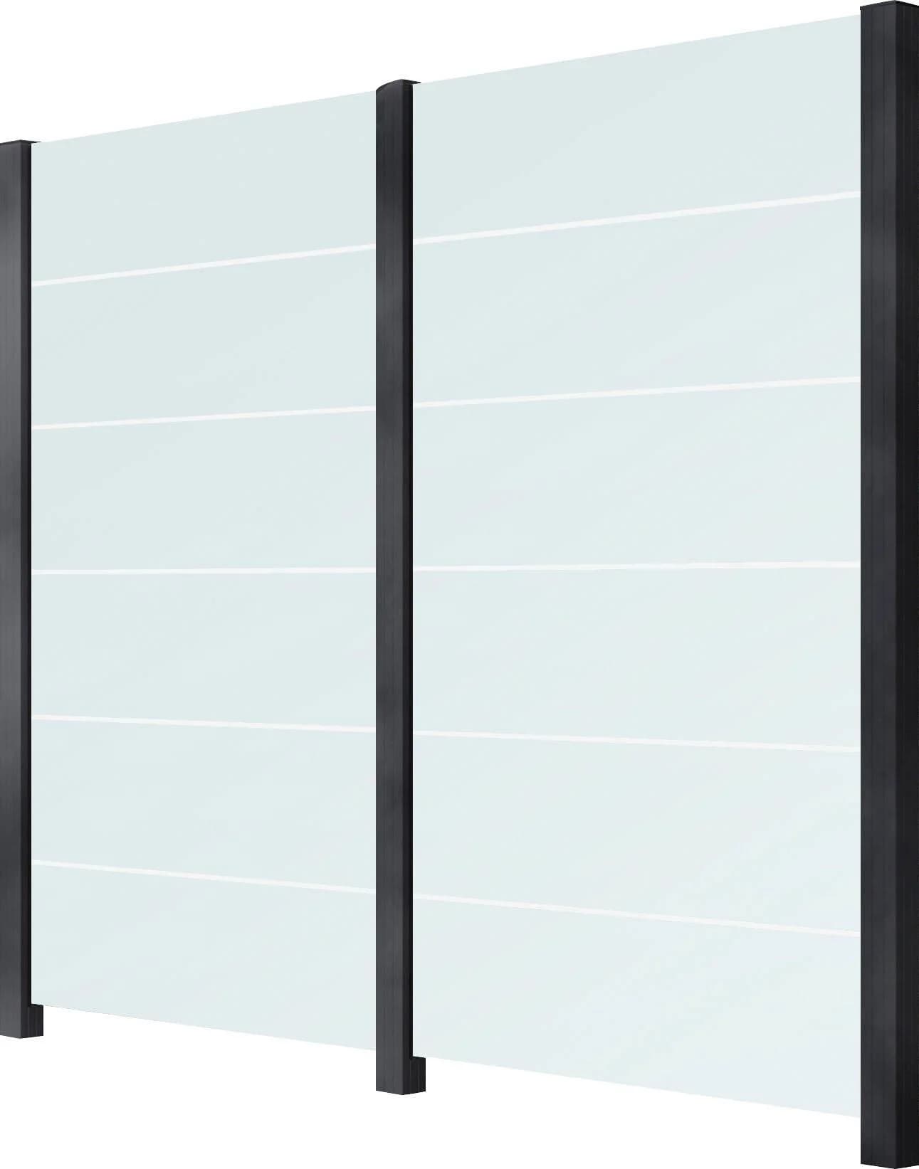 Zaun STAKET PRO Anthrazit Glaszaun 2,29m 3 Pfosten