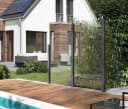 Zaun STAKET PRO Grau Aluminium Glas Zaun 2,29m 3 Pfosten Bild 1