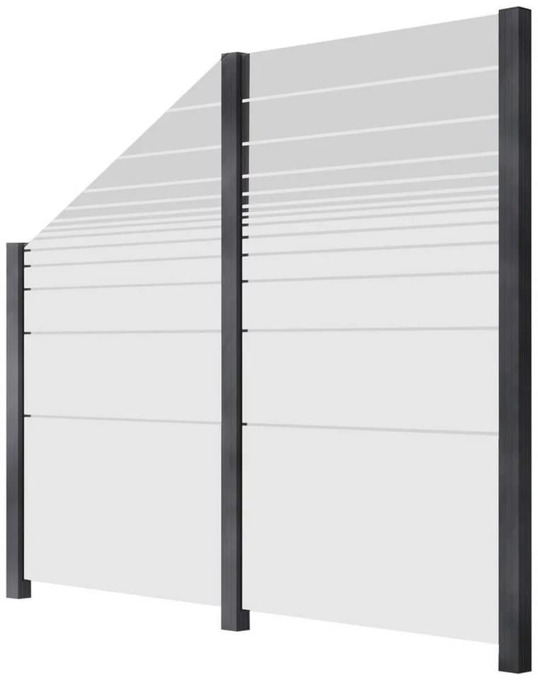 Zaun STAKET PRO Grau Aluminium Glas Zaun 2,29m 3 Pfosten - Bild 2