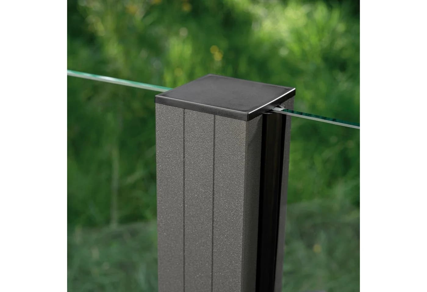 Zaun STAKET PRO Grau Aluminium Glas Zaun 2,29m 3 Pfosten - Bild 4