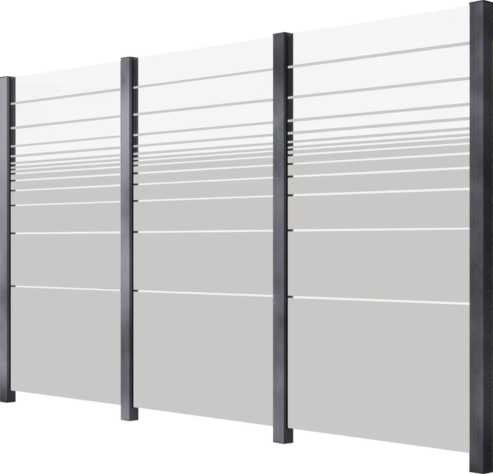 Zaun STAKET PRO Grau Glaszaun 3,28m 4 Pfosten
