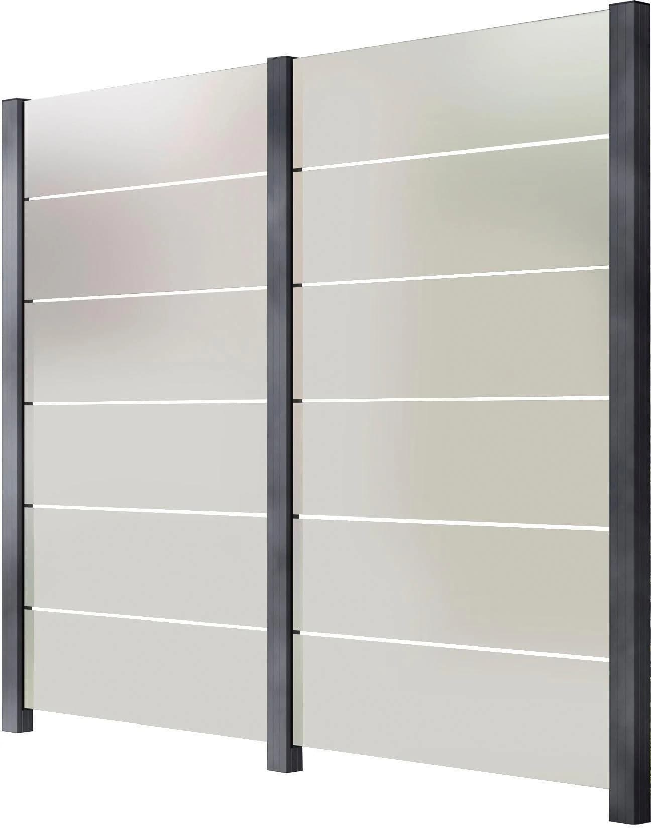 Zaun STAKET PRO Grau Aluminium Glaszaun 2,17m