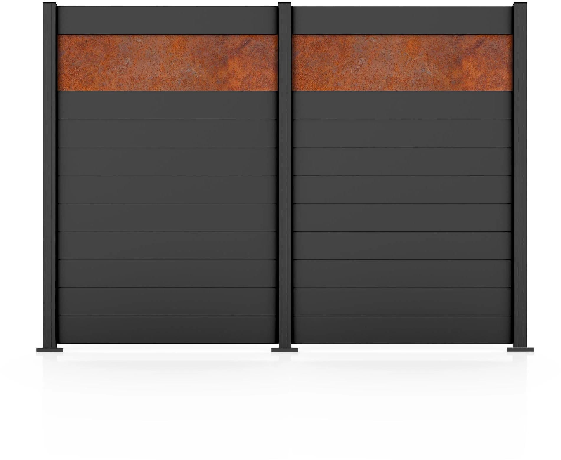 Gartenzaun STAKET PRO Komplettzaun Paneel 150 Anthrazit Aluminium