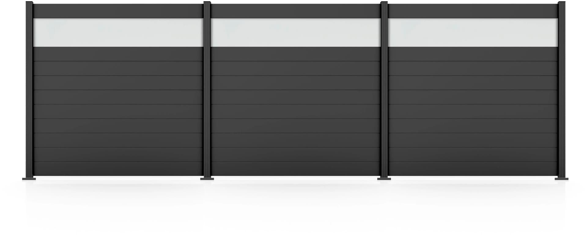 Gartenzaun STAKET PRO Komplettzaun Paneel 150 Anthrazit Struktur Aluminium Glas