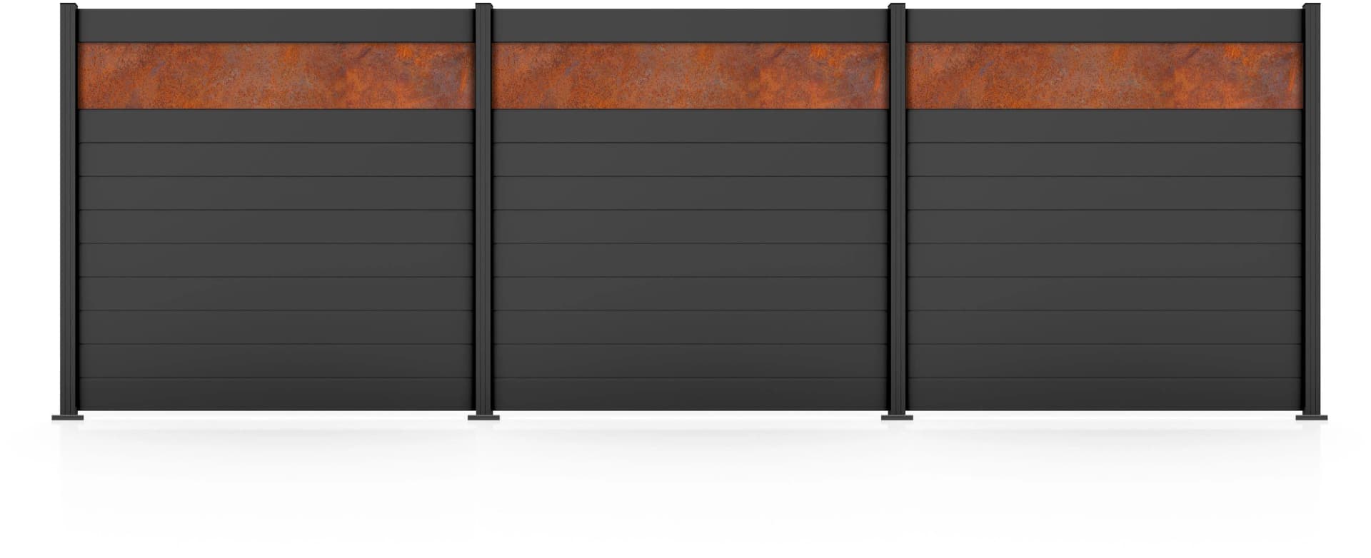 Gartenzaun STAKET PRO Komplettzaun Paneel 150 Anthrazit Struktur Aluminium Glas