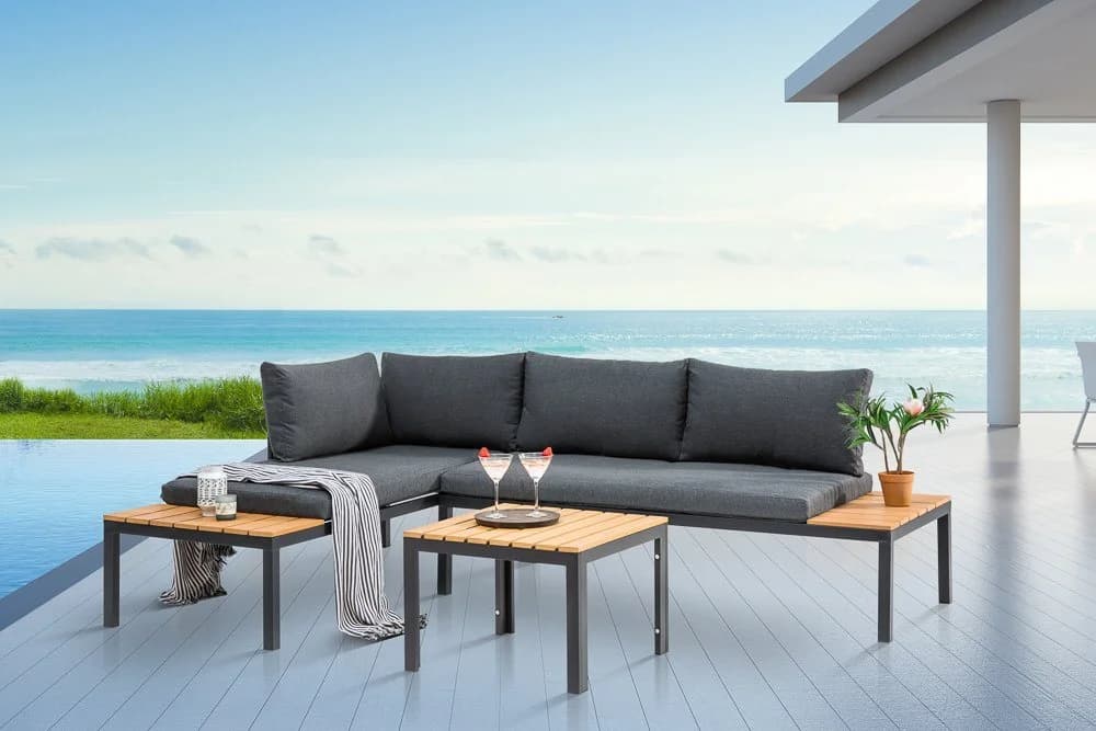 riess-ambiente Gartentisch ORLANDO LOUNGE 60cm Anthrazit/Natur Wetterfest