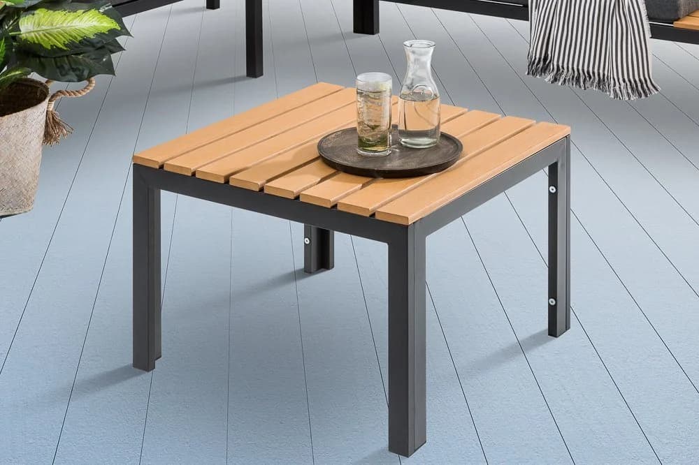 riess-ambiente Gartentisch ORLANDO LOUNGE 60cm Anthrazit/Natur Wetterfest - Bild 2