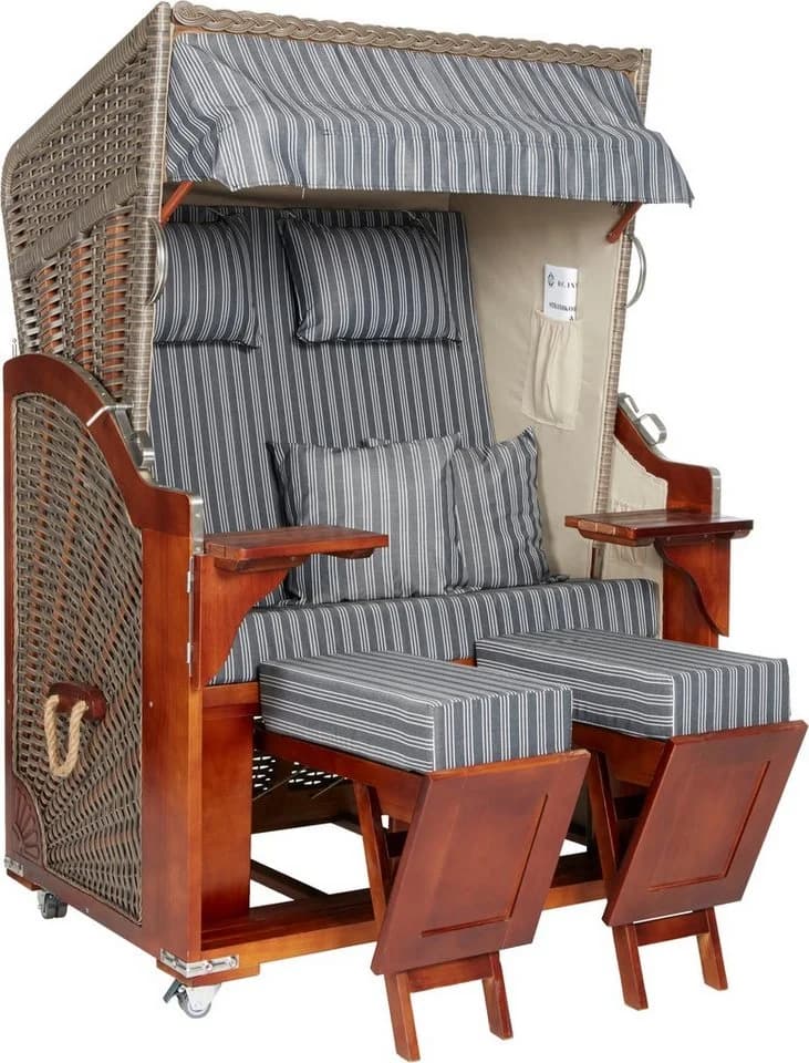 WebaVita Strandkorb Karibik 2-Sitzer Grau Polyrattan - Bild 2