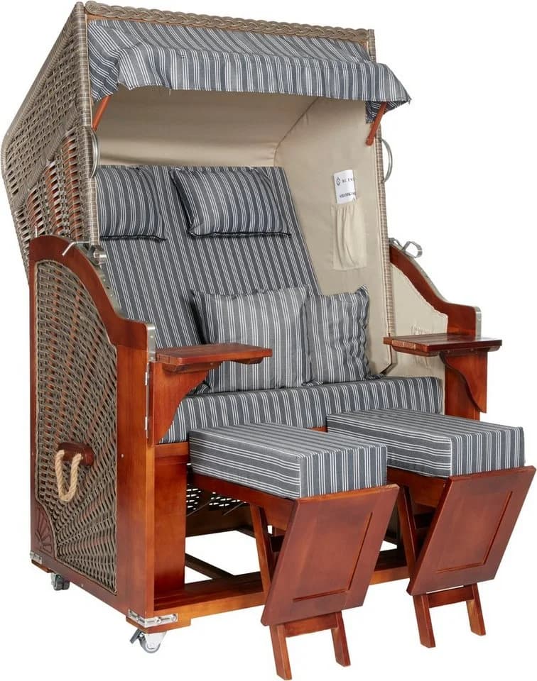 WebaVita Strandkorb Karibik 2-Sitzer Grau Polyrattan - Bild 4