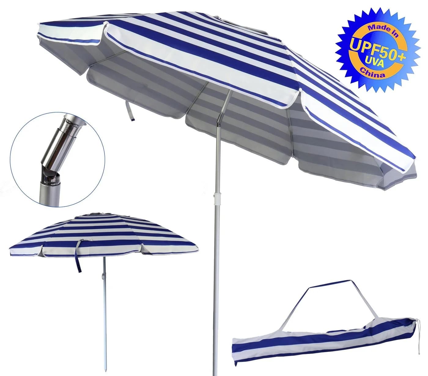 Gestreifter Sonnenschirm aus Aluminium und Plastik - Bild 2