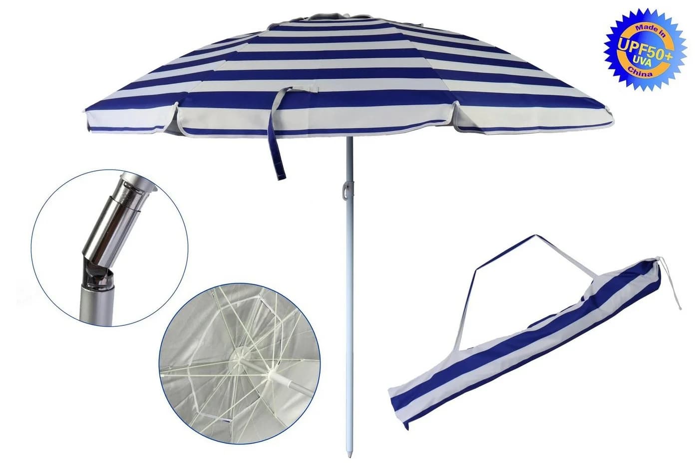 Gestreifter Sonnenschirm aus Aluminium und Plastik - Bild 3