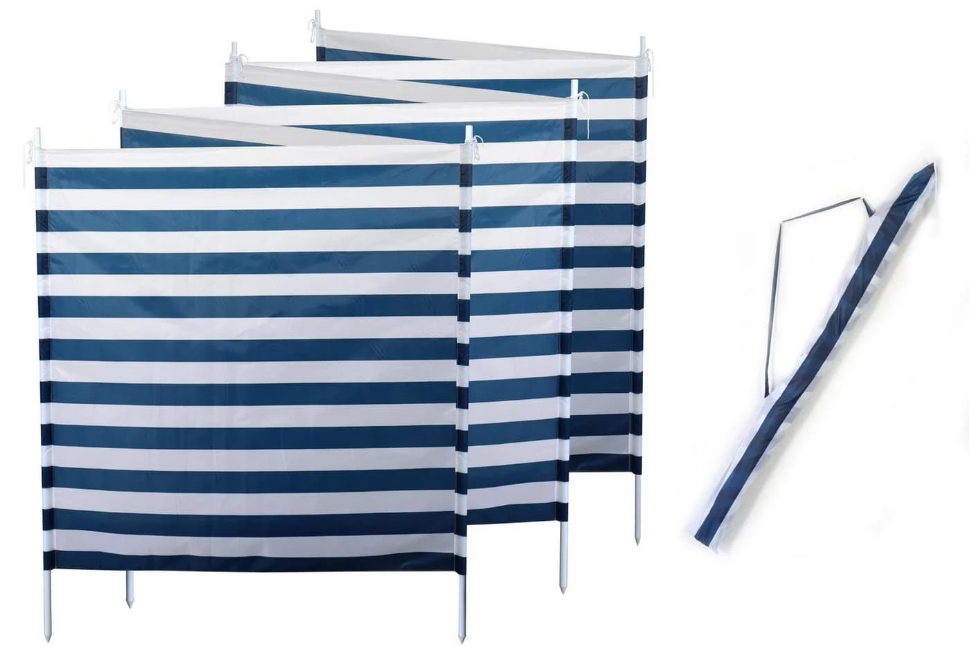ELLUG Windschutz blau-weiß gestreift mit 7 Stahlstangen - Bild 2