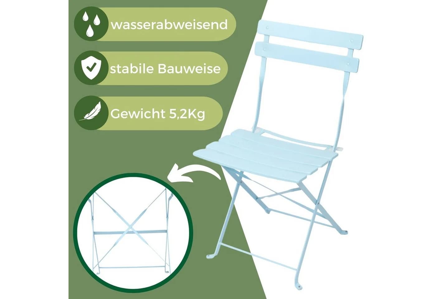 Albatros International Bistroset 3-teilig Blau Metall Klappbar - Bild 2