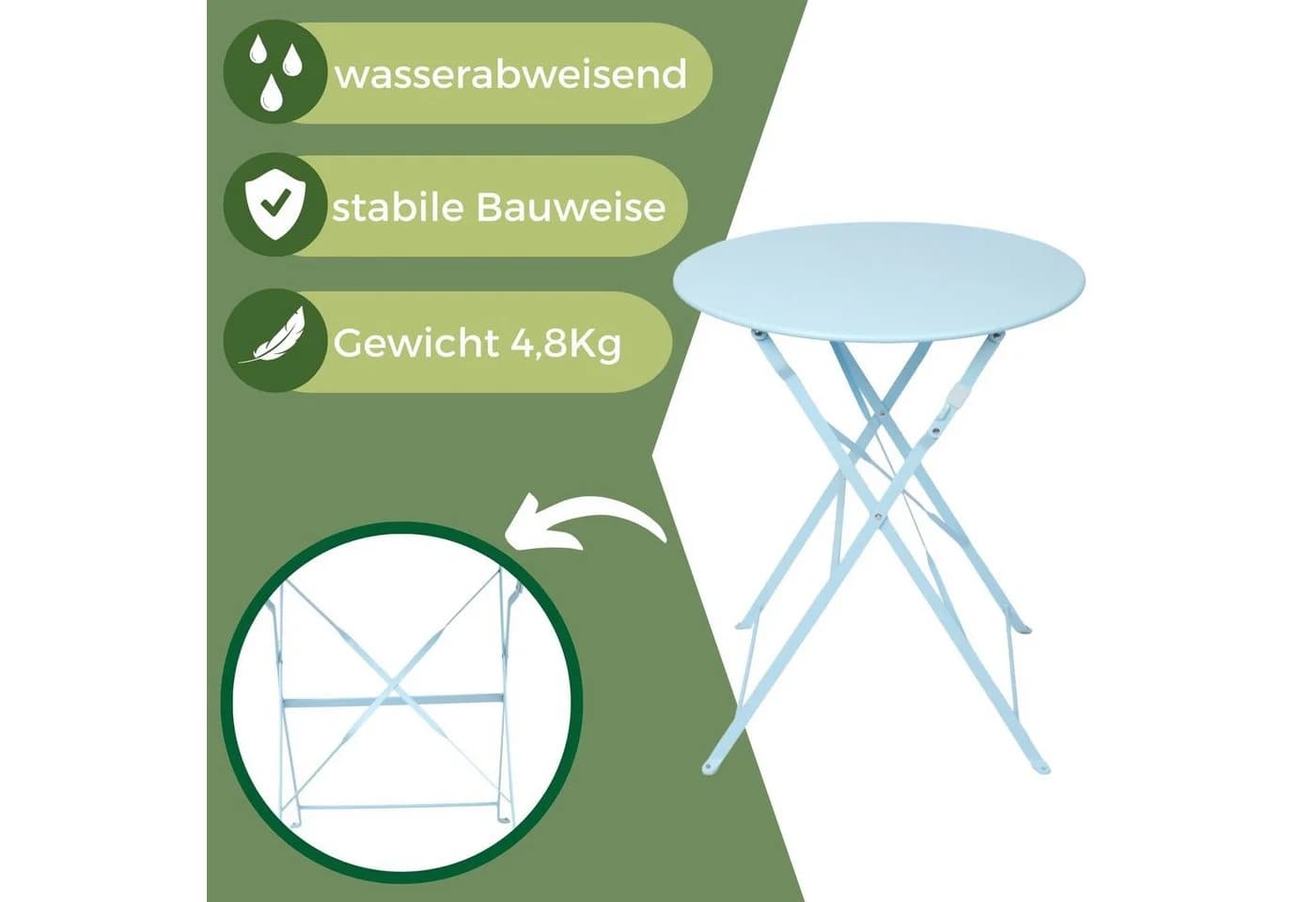 Albatros International Bistroset 3-teilig Blau Metall Klappbar - Bild 4