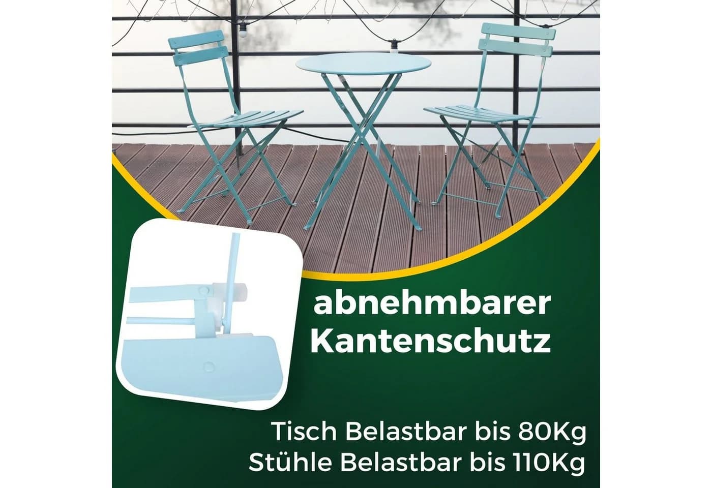 Albatros International Bistroset 3-teilig Blau Metall Klappbar - Bild 5
