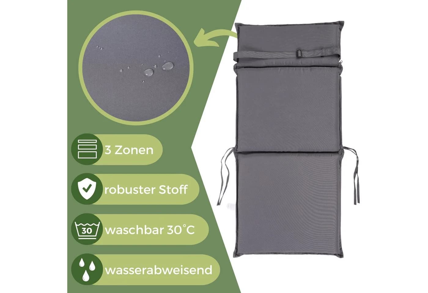 Albatros Gartenstuhl Sitzauflage 4er Set Anthrazit UV-beständig - Bild 5