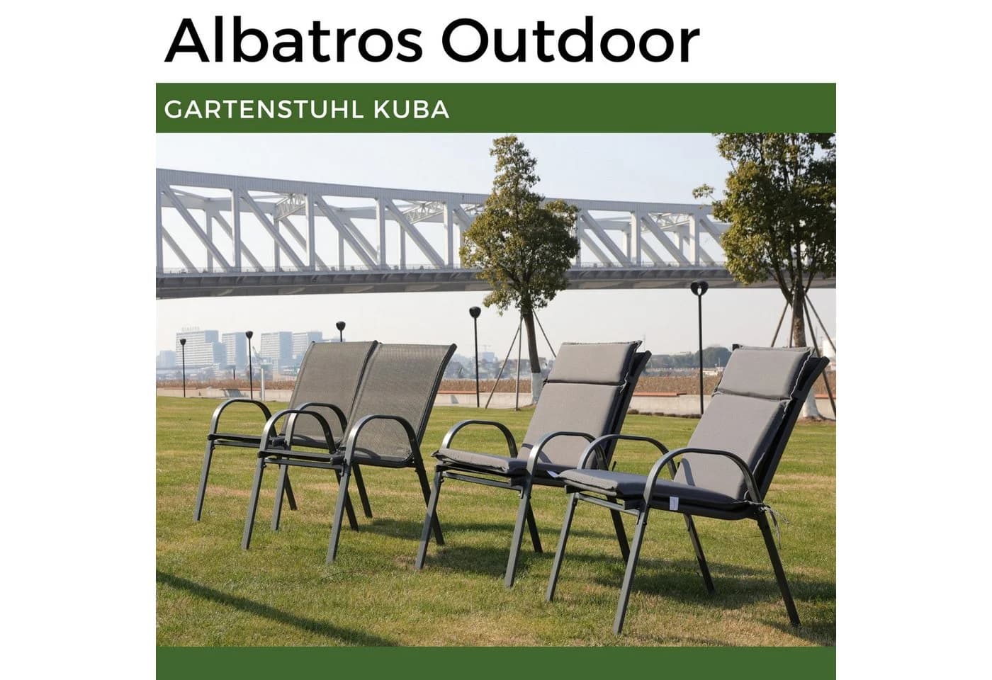 Albatros Gartenstühle 2er Set Kuba mit Sitzauflage – Gartenstühle Stapelbar mit robustem Metallgestell und hoher Belastbarkeit - Bild 2