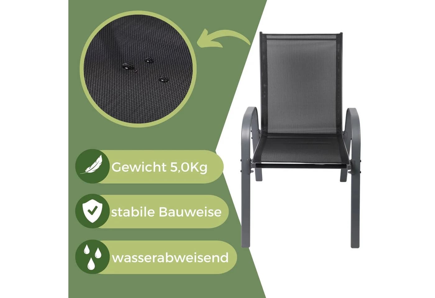 Albatros Gartenstühle 2er Set Kuba mit Sitzauflage – Gartenstühle Stapelbar mit robustem Metallgestell und hoher Belastbarkeit - Bild 4