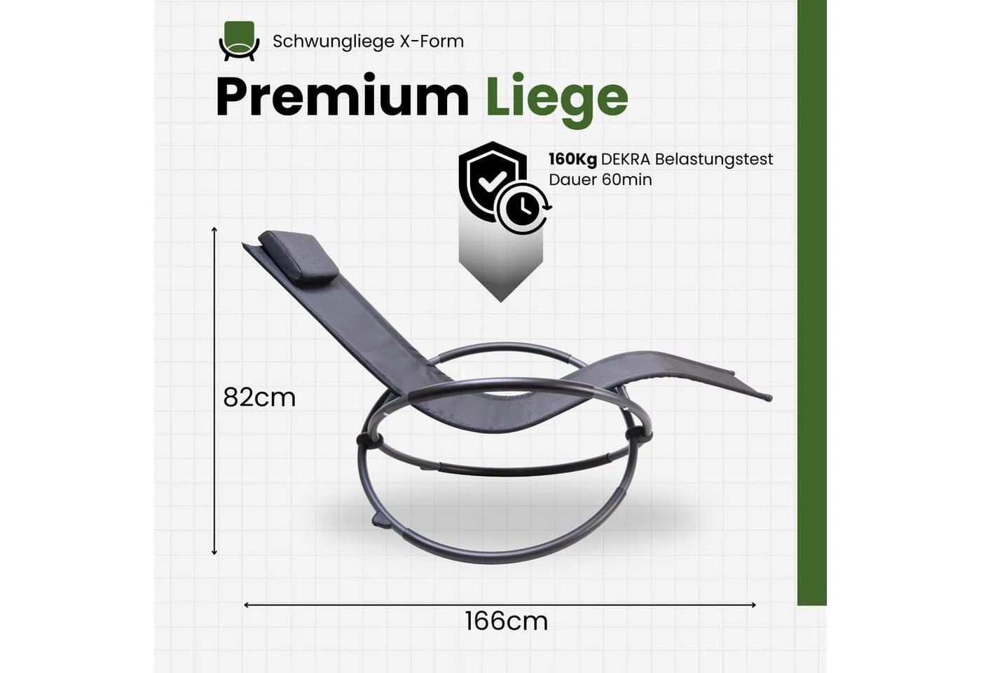 Albatros Gartenliege X-FORM Schwungliege Relaxliege mit Kopfkissen - Bild 3