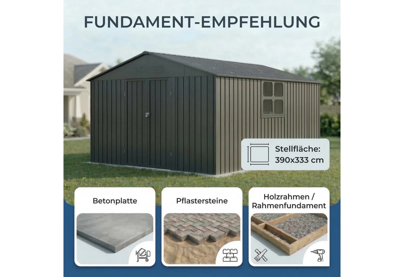 Albatros Gerätehaus 4XL Anthrazit abschließbar mit Holzunterstand - Bild 4