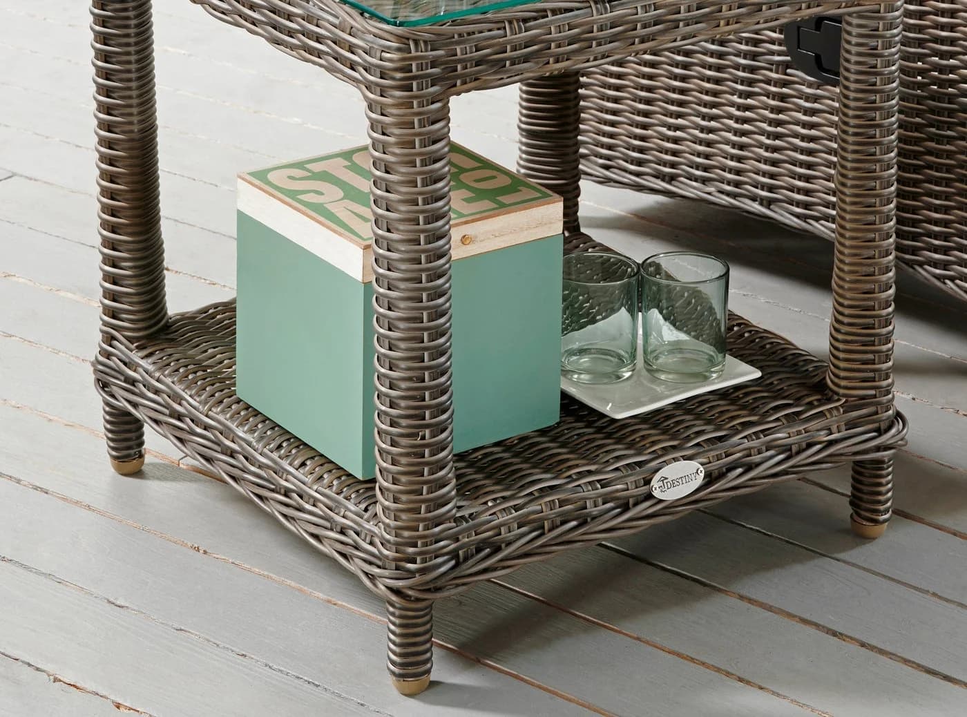 Destiny Beistelltisch MERANO Grau Aluminium Polyrattan - Bild 3