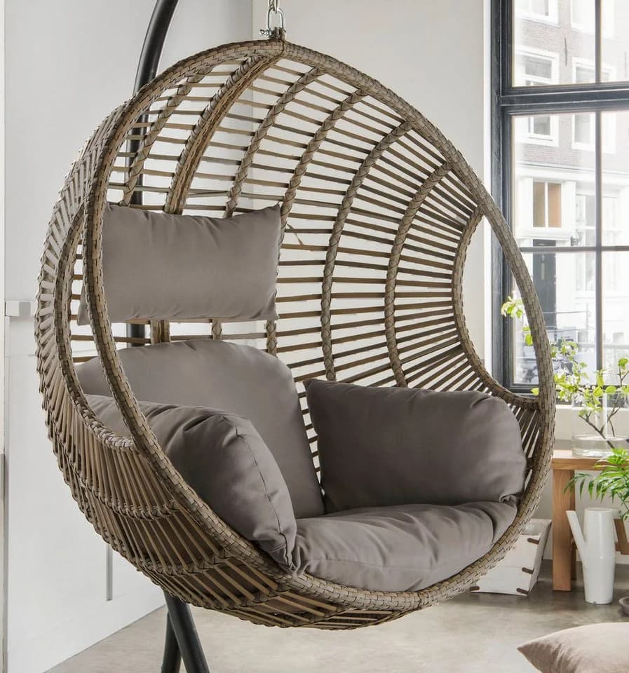 Hängesessel DESTINY COCO DE LUXE II Beige/Grau mit Gestell