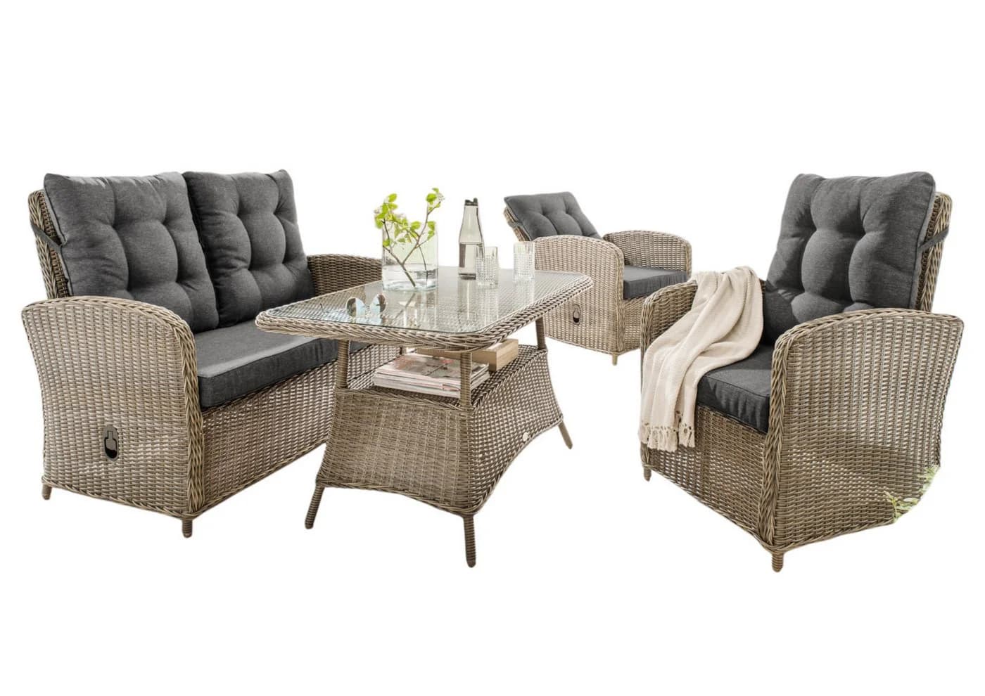 Gartenlounge-Set DESTINY MERANO Grau Aluminium Poly Rattan - Bild 2
