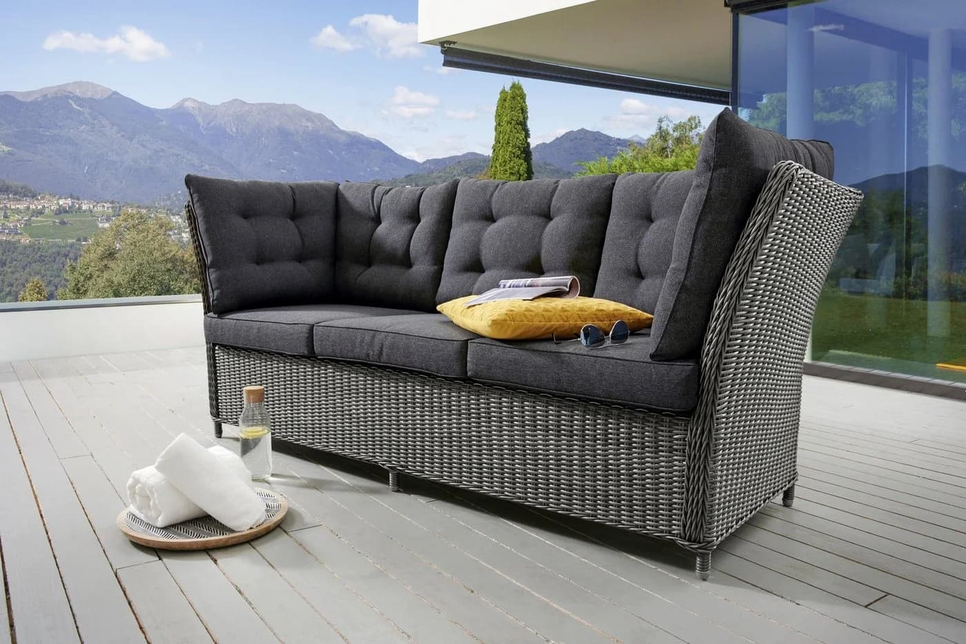 Loungesofa DESTINY PALMA Grau 3er Bank Aluminium Polyester - Bild 2