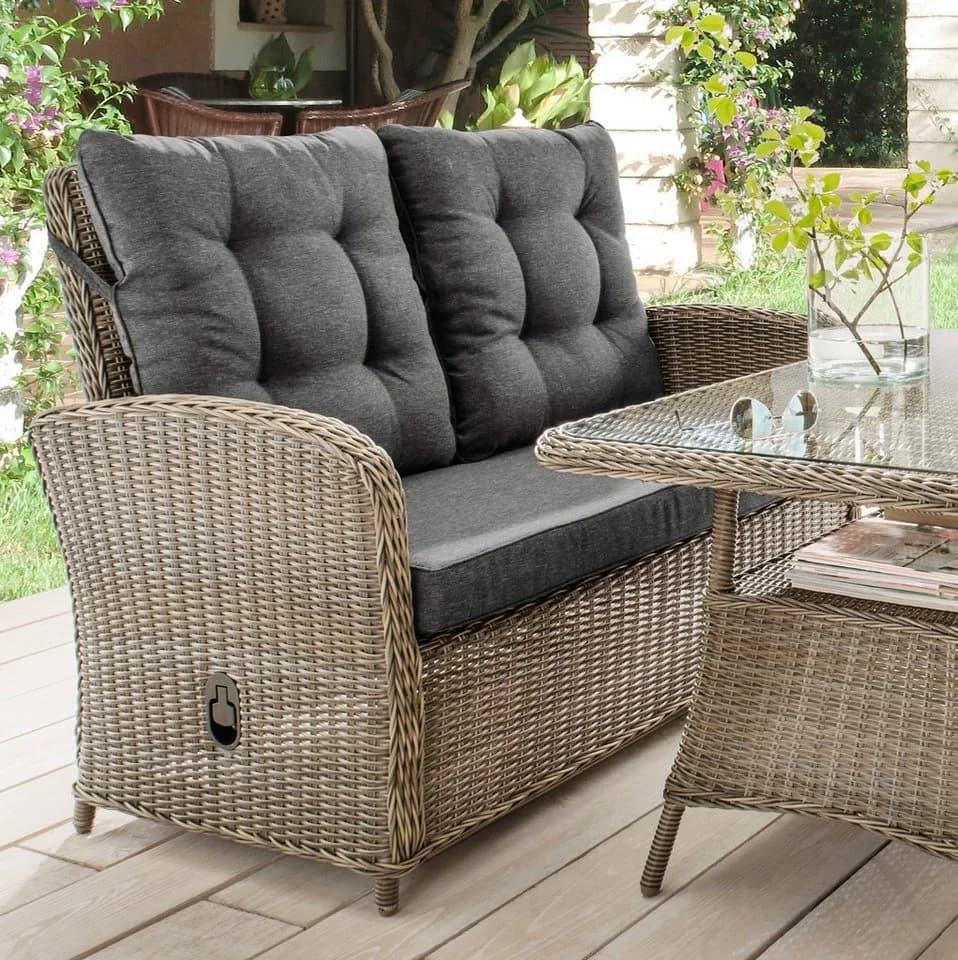 Destiny Loungesofa MERANO II Grau Polyrattan 2er