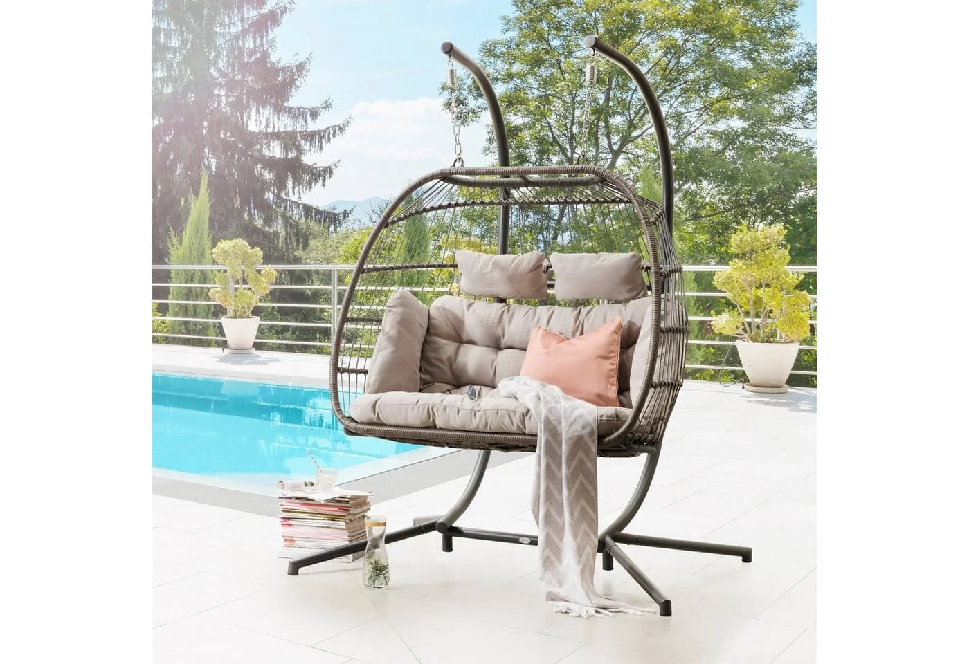 DESTINY Hängestuhl Coco Double Relax Grau-Braun für 2 Personen - Bild 2