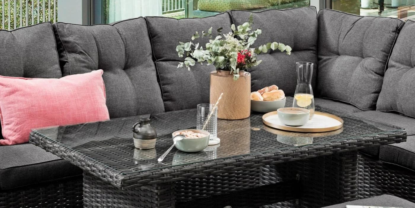DESTINY Gartenlounge-Set Santa Ponsa De Luxe Grau Aluminium Polyrattan