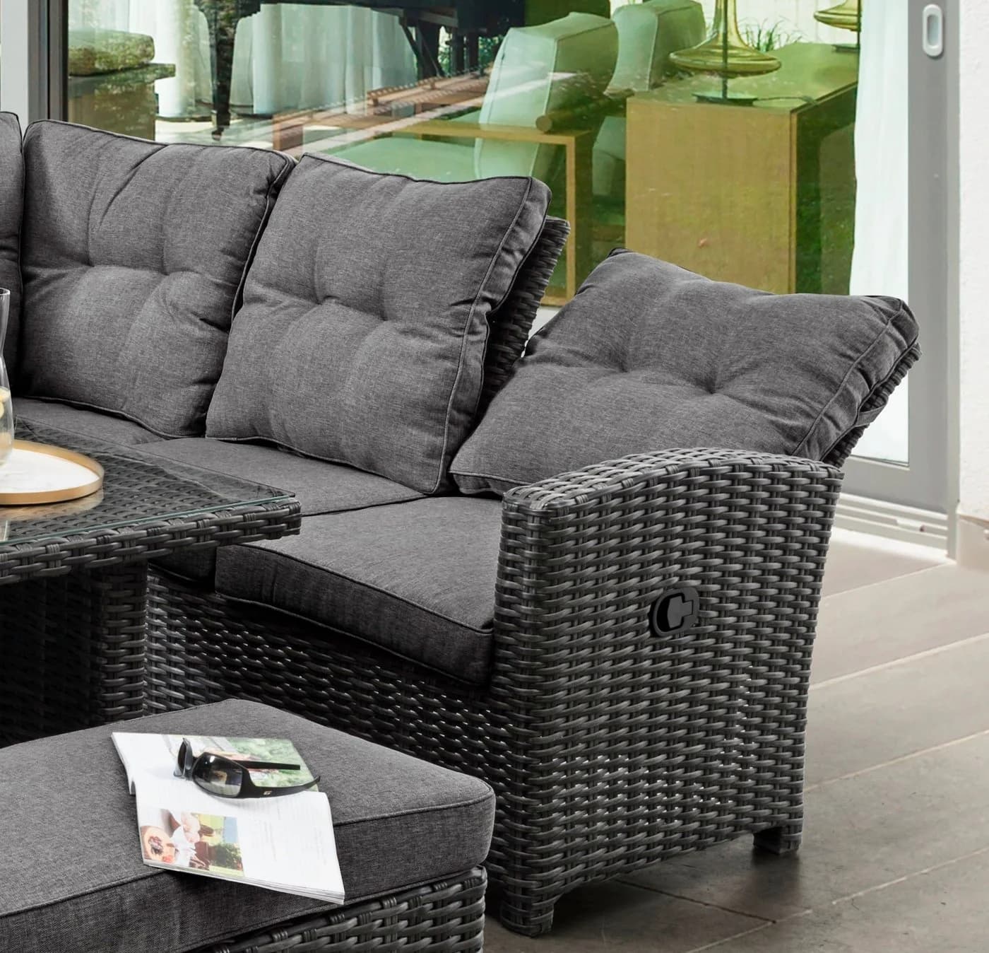 DESTINY Gartenlounge-Set Santa Ponsa De Luxe Grau Aluminium Polyrattan - Bild 3
