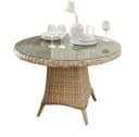 Destiny LUNA Gartentisch Rund Beige Aluminium Polyrattan Glasplatte Bild 2