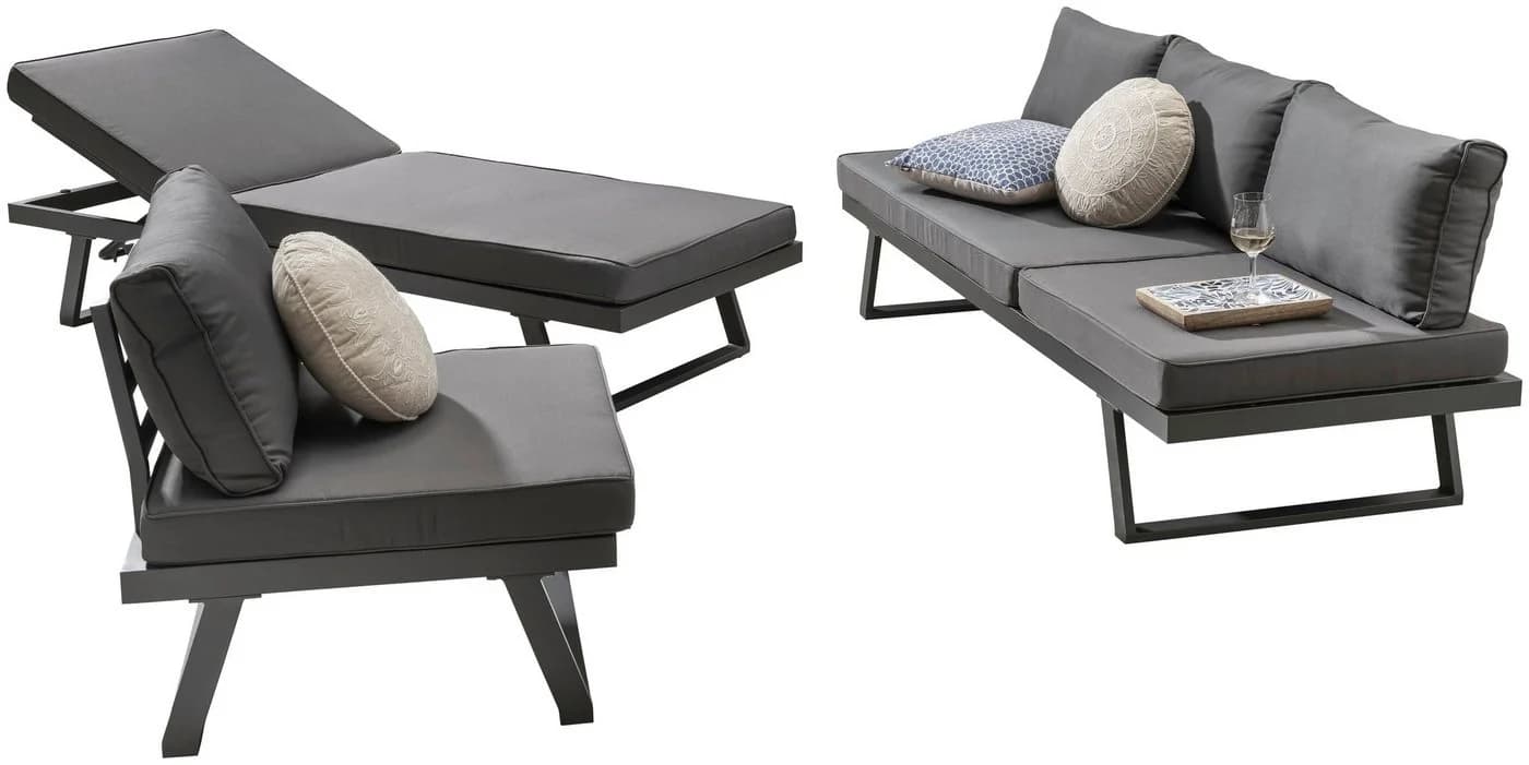 Gartenlounge-Set Destiny Manhattan 7-tlg. Dunkelgrau Aluminium - Bild 3